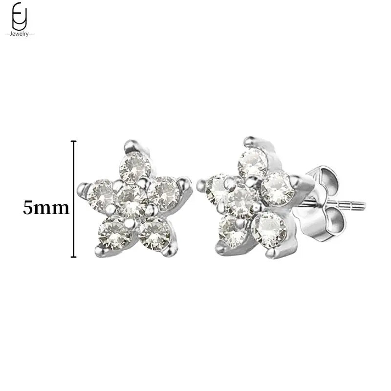 Hemasa 925 Sterling Silver Ear Buckles Fashion Hoop Earrings /White Crystal Luxury Women's Earrings Wedding Women's Jewelry Premium Gift