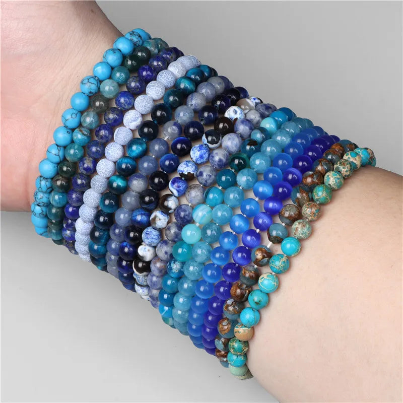 Hemasa 6mm Natural Stone Beads Bracelet /Blue Tiger Eye/ lapis lazuli Beads Bracelet