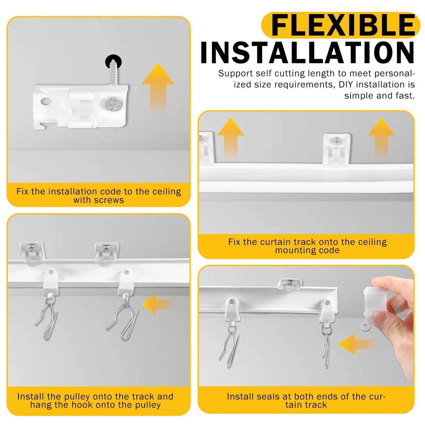 16.4 ft Ceiling Curtain Rail Flexible Ceiling Mount Curtain Track with Mute Roller Sliding Curtain Rail Window Decor Accessorie