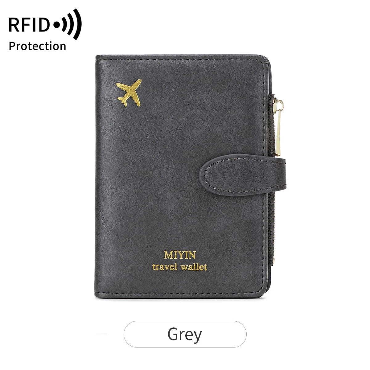 Hemasa Multi functional RFID anti-theft brush passport bag fashionable multi card slot passport clip PU leather large capacity wallet