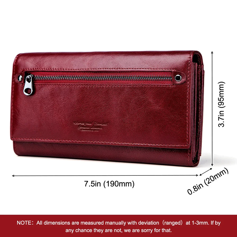 GZCZ Genuine Leather File Master Womens RFID Blocking Wallet Clutch Organizer With Change Pocket Coin Purse  Money Bag Card