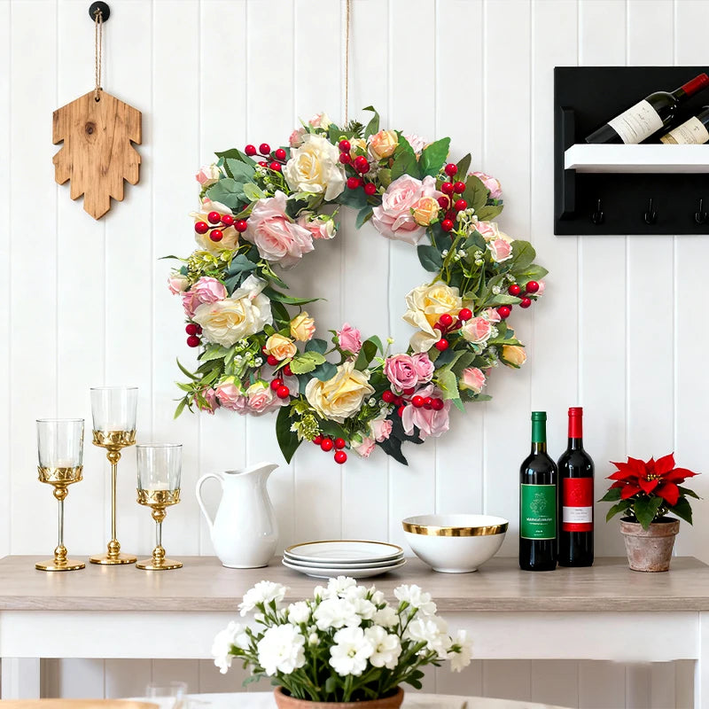 Tejesa Artificial Flower Pastoral Style Wreath Indoor and Outdoor Decoration /Wedding /Birthday /Family