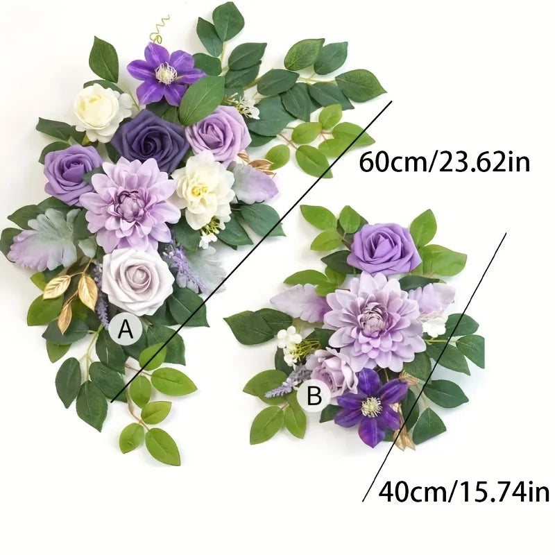 2pcs Wedding Decorative Arches, Reception Welcome Decorations, Outdoor Party Decorative Rose Artificial Flowers
