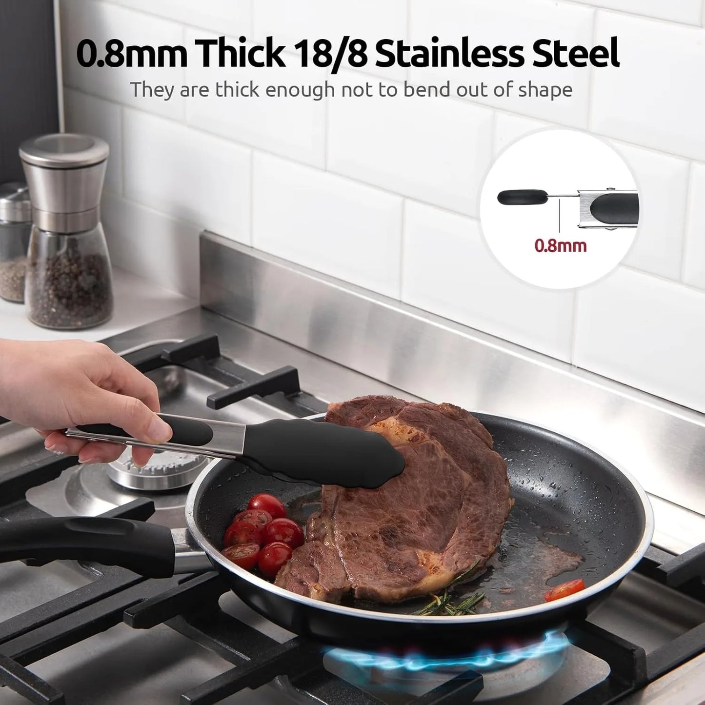 1/3Pcs Silicone Stainless Tong Steel Anti Scalding BBQ Food Tongs Non-Stick Resistant Barbecue Tongs Salad Tong 7/9/12inch