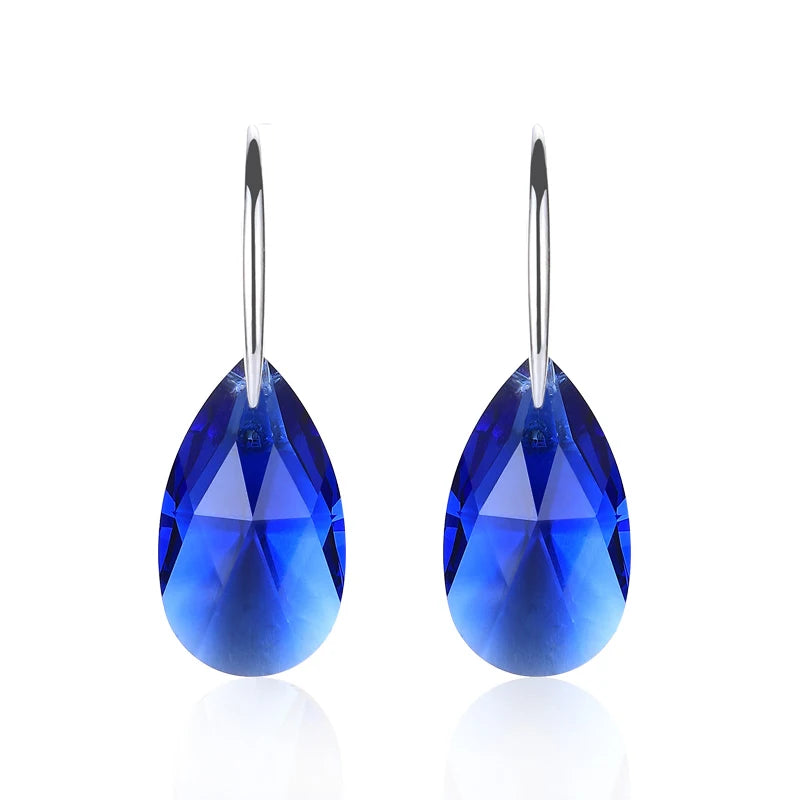 Classic Silver Color Korean Pear-shaped Drop Earrings Original Crystals from Austria Jewelry for Women Big Pendant Pendientes