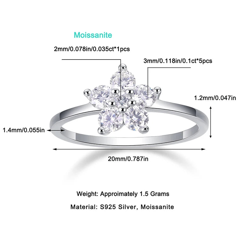 Hemasa  Moissanite Cute Flower Wedding 925 Sterling Sliver Ring