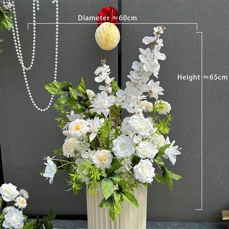 Romantic Purple Rose Hydrangea Aisle Floor Flower Wedding Backdrop Arch Decor Hang Floral Row Table Centerpieces Ball Party Prop