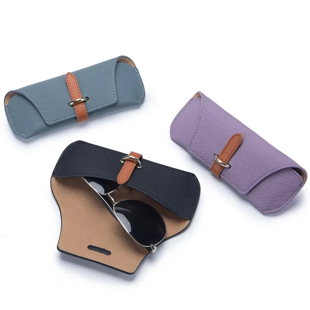 Tejesa Leather Glasses Case Holder Portable Slim Sunglasses Pouch Soft Eyeglasses Eyewear Sleeve for Women Men Lightweight