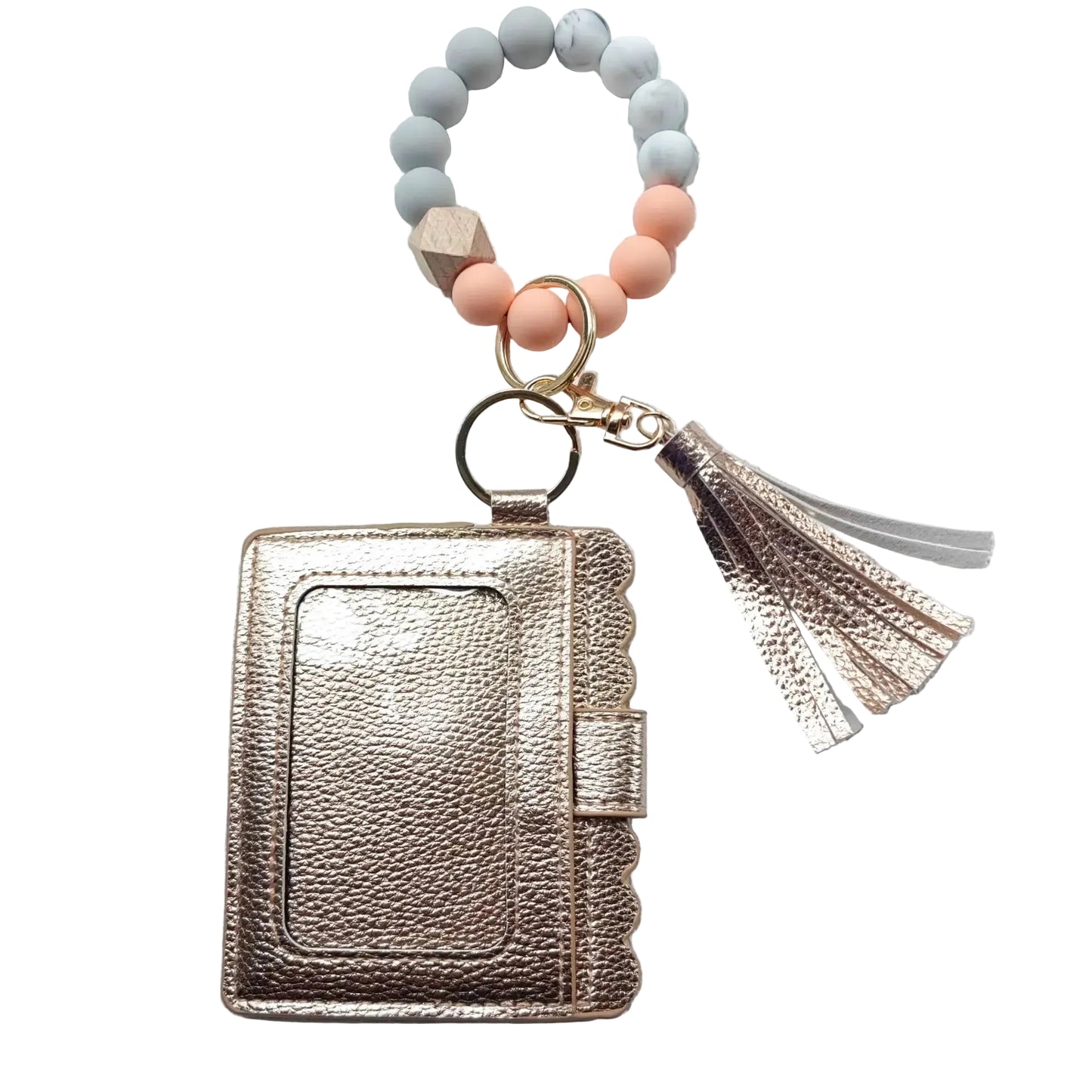 Hemasa Leopard Print Silicone Beads Bracelet Keychain Women's Beaded Bracelet Tassel Pendant Fashion Jewelry Accessory