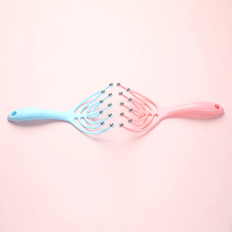 1 Pc Head Massager Scalp Neck Comb Roller Five Finger 9 Claws Steel Ball Hand Held Relax Spa Hair Care For Hair Stress Relief