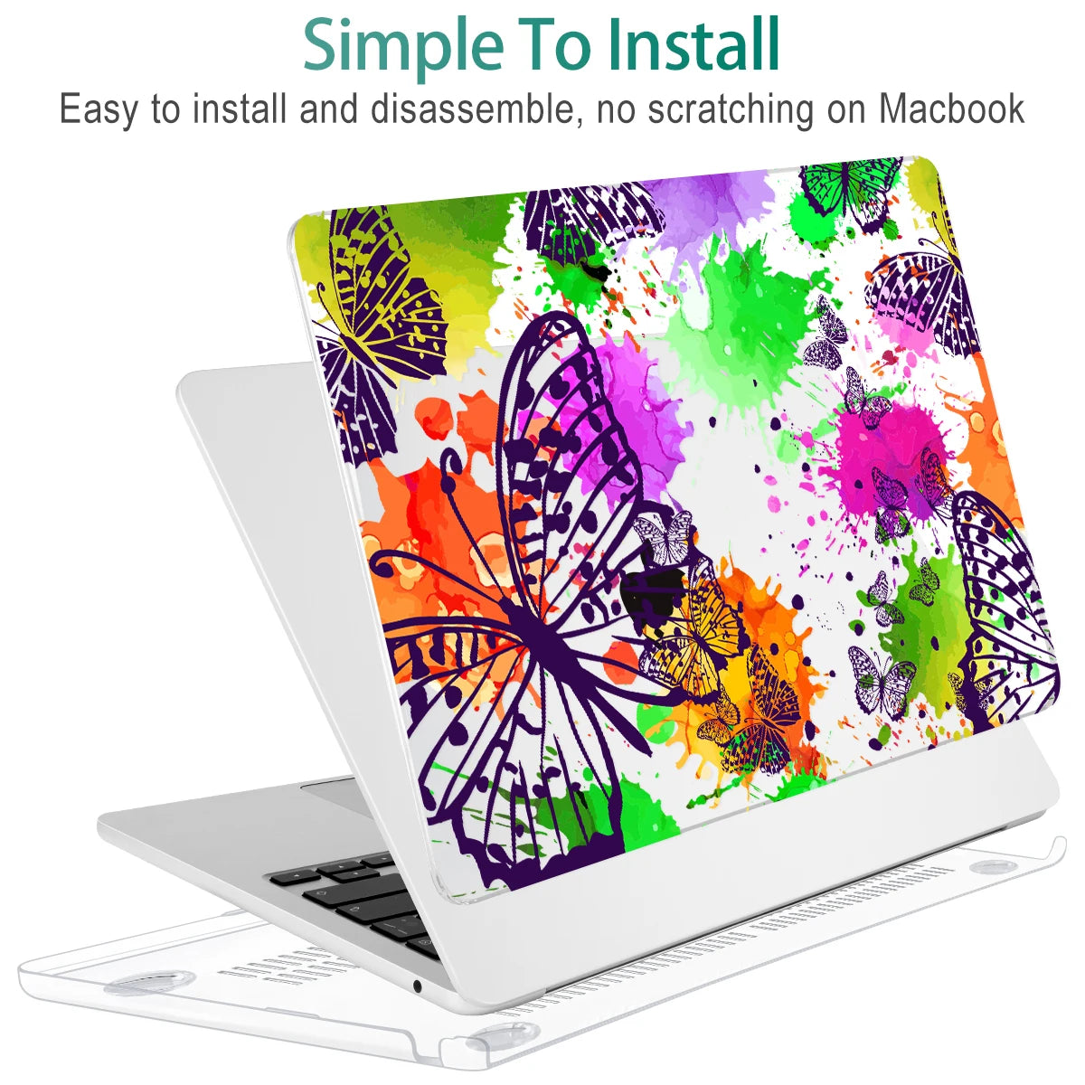 Hemasa Colorful Butterfly Hard case for Macbook M4 A3401 Pro 2023 M2 Air Pro 13 2022 A2338 A2681 A2337 M1 Pro 14 16 A2779 M2 Air 11 12