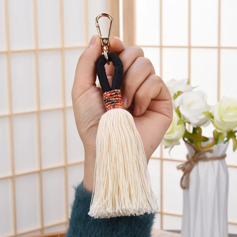 Hemasa   Hand Woven Key Chain Millet Bead Accessories Tassel Key Chain Bag Pendant Accessories Jewelry Dropshipping