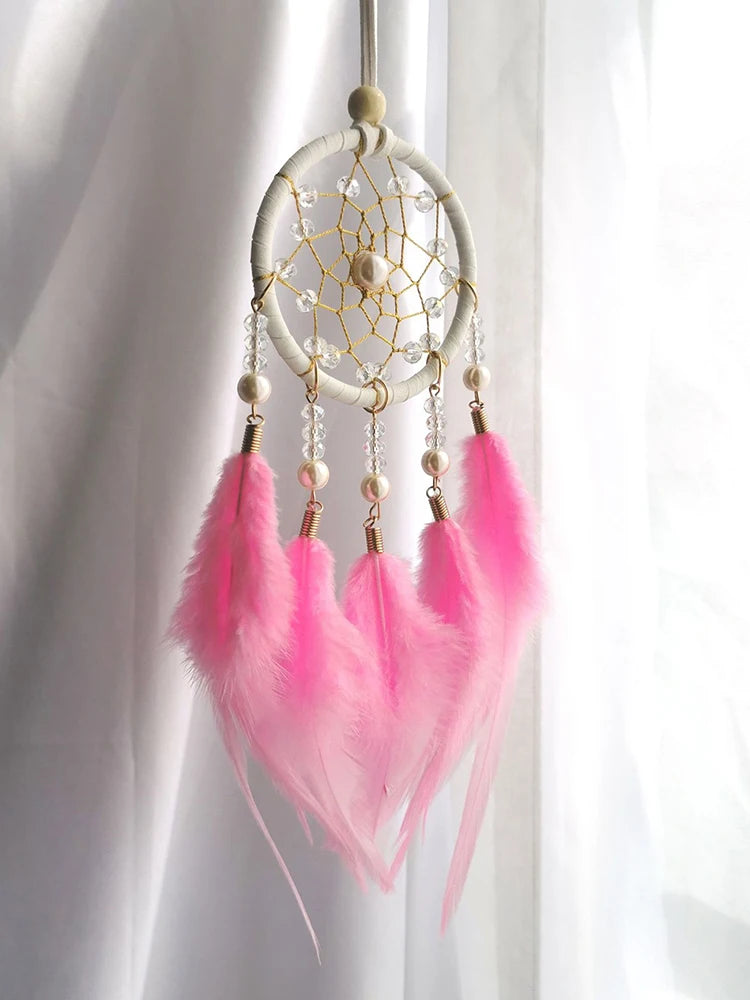 Hemasa Hand-woven   Feather Wind  Chime   Dream Catcher for Valentine's Day Gift Bedroom Hanging Ornaments Home Decoration