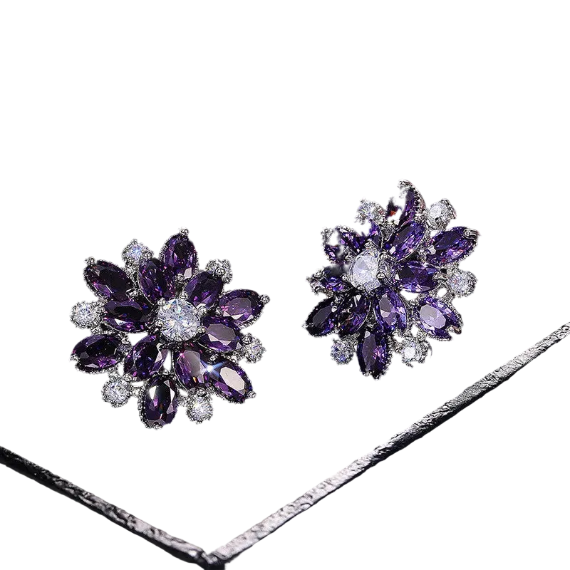 Tejesa 925 Sterling Silver Gorgeous Big Flower Stud Earring for Women Wedding Engage Dance Party Noble Brilliant Zircon Stone Earrings