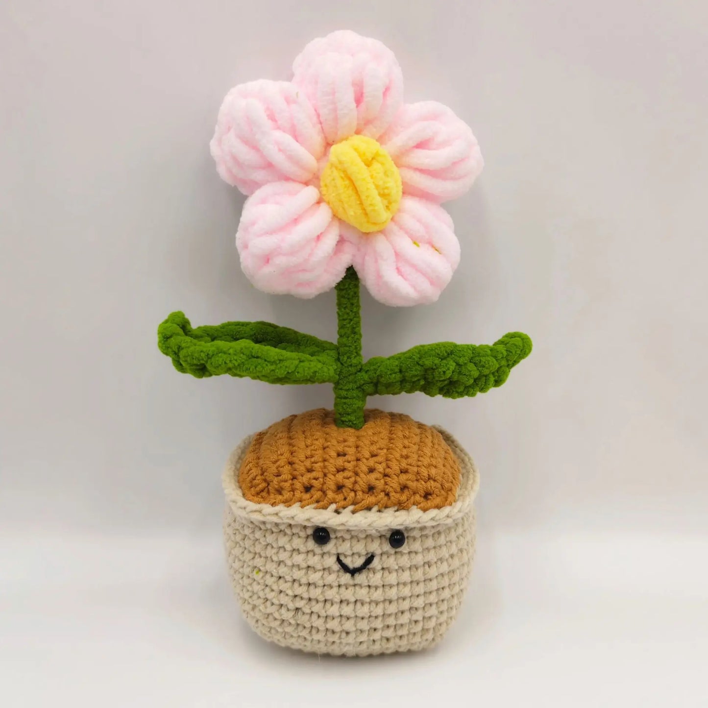 Hemasa  Crochet Puff Flower Potted Desk Decor /Handwoven Flower /Knitting Flowers /Bookshelf Decor /Halloween Gift