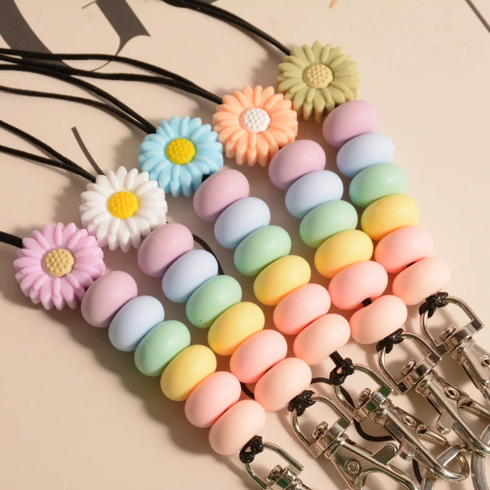 Hemasa Lanyard for Id Badges /Silicone Daisy Sunflower Lanyards Key Chain Pendant Holder for Women Girls Kids Charm Gift 2023