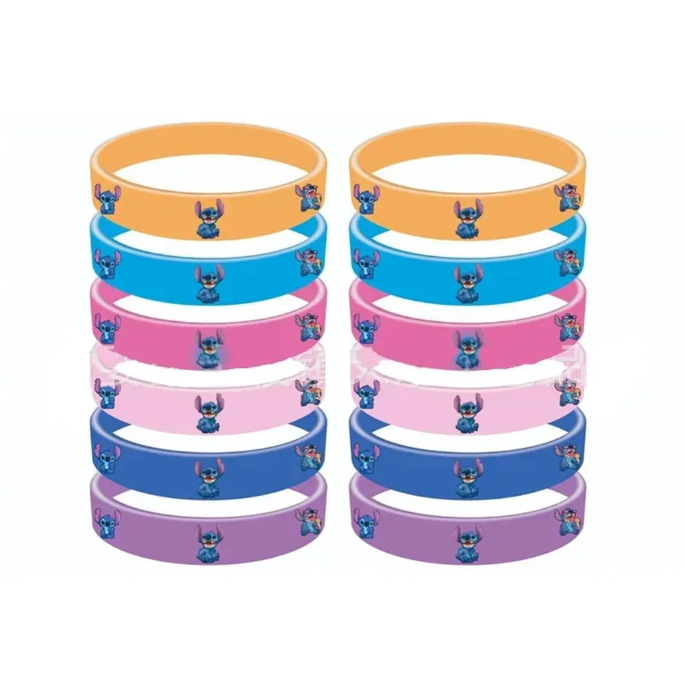 12pcs Stitch Silicone Rubber Wristband for Kid Reward Prizes Goodie Bag Stuffers Fillers Gifts