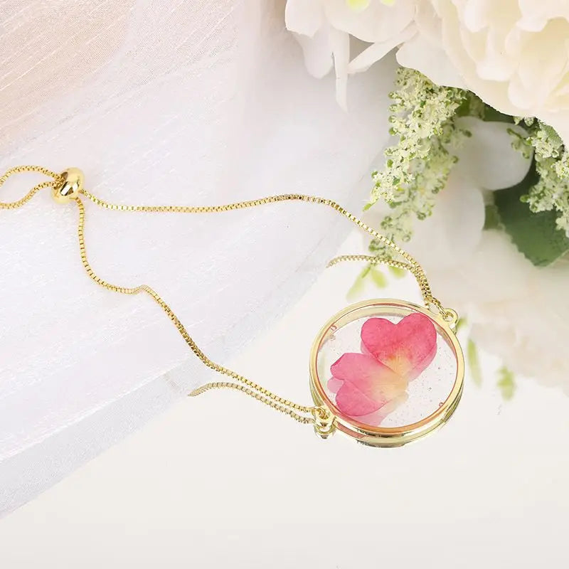 Unique Pressed Flower Bracelet Colorful Natural Flower Charm Bracelet For Women Gifts Real Flowers Chains Bracelet Wholesale