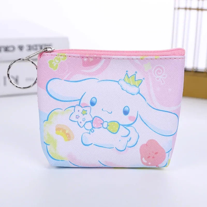 Hello Kitty Purse Coin Purses Cartoon Printed PU Melody Cute Wallet Bag Keychains Storage Bag Sanrio Kuromi Kawaii Mini Pouch