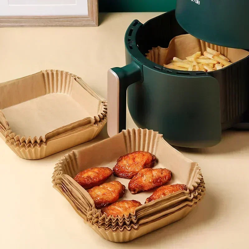 Tejesa Air Fryer Disposable Baking Paper Liner Non-Stick Mat Steamer Square Round Parchment for Microwave Oven Kitchen Cookers (20CM-Square, 200PCS)