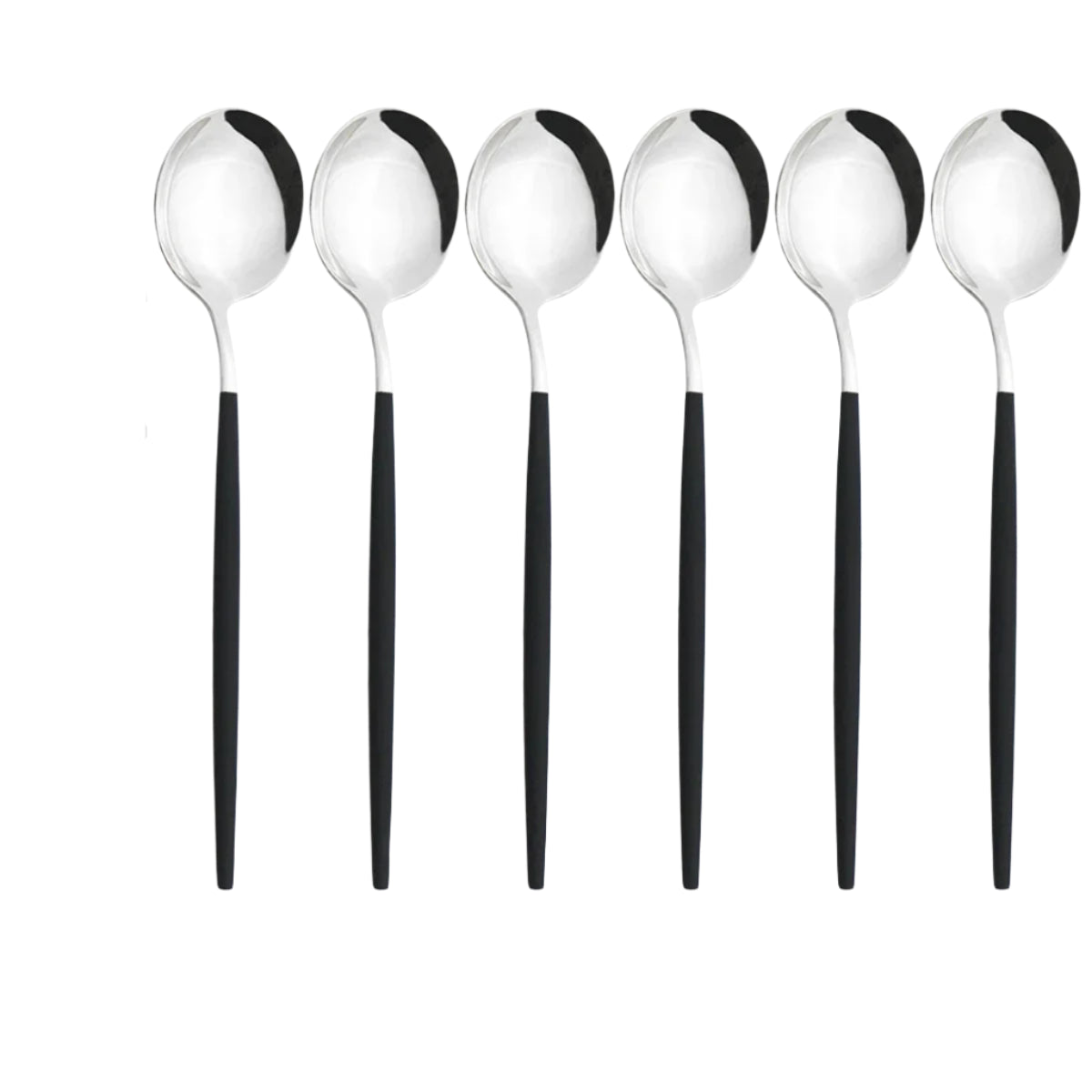 Hemasa 6Pcs  Western Stainless Steel Cutlery Set  Gold Ladle Spoon Dinnerware Dinner Spoon Soup Spoon Tableware Kitchen Silverware Set