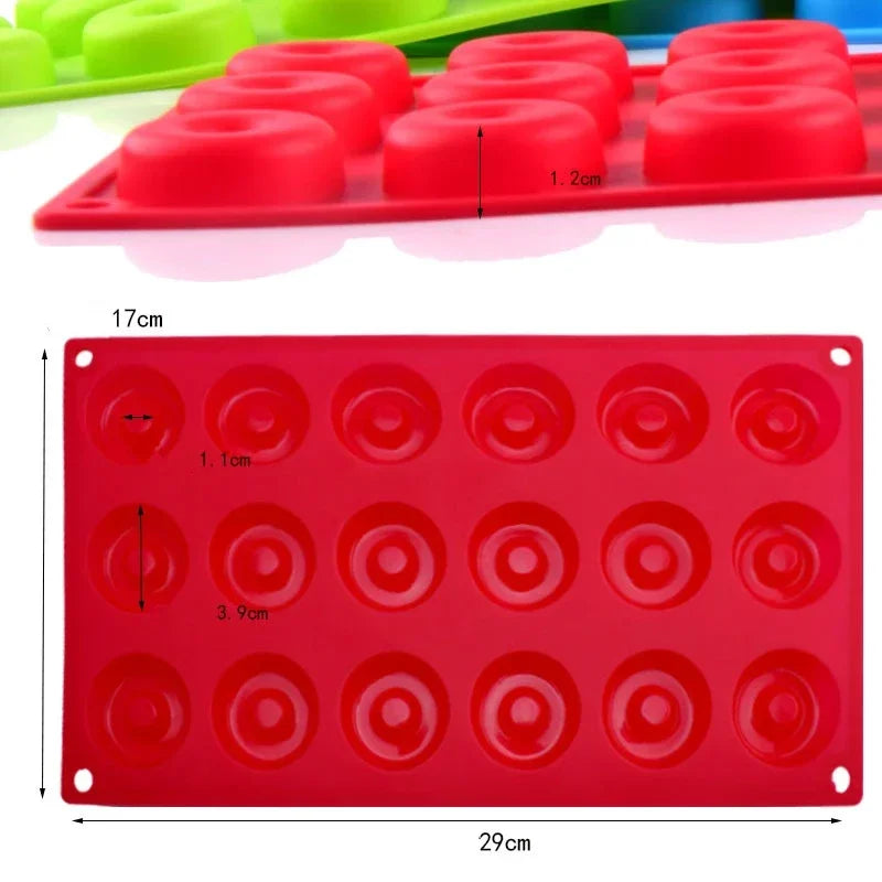 Tejesa Mini Silicone Donut Maker 18 Cavity Non-Stick Chocolate Donut Mold/ Baking Pan Donut Dessert Baking Tray /Bread Pastry Cake Tools