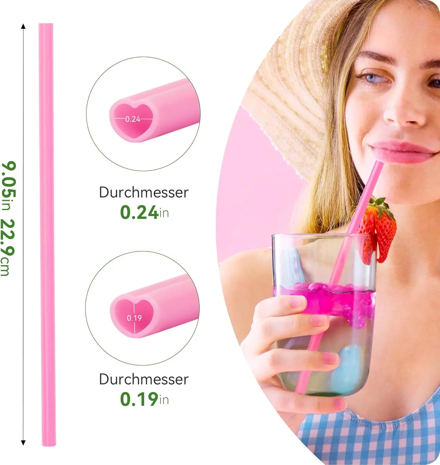 Hemasa 100-400 Heart Shaped Pink Straw Disposable Drinking Cute Straws