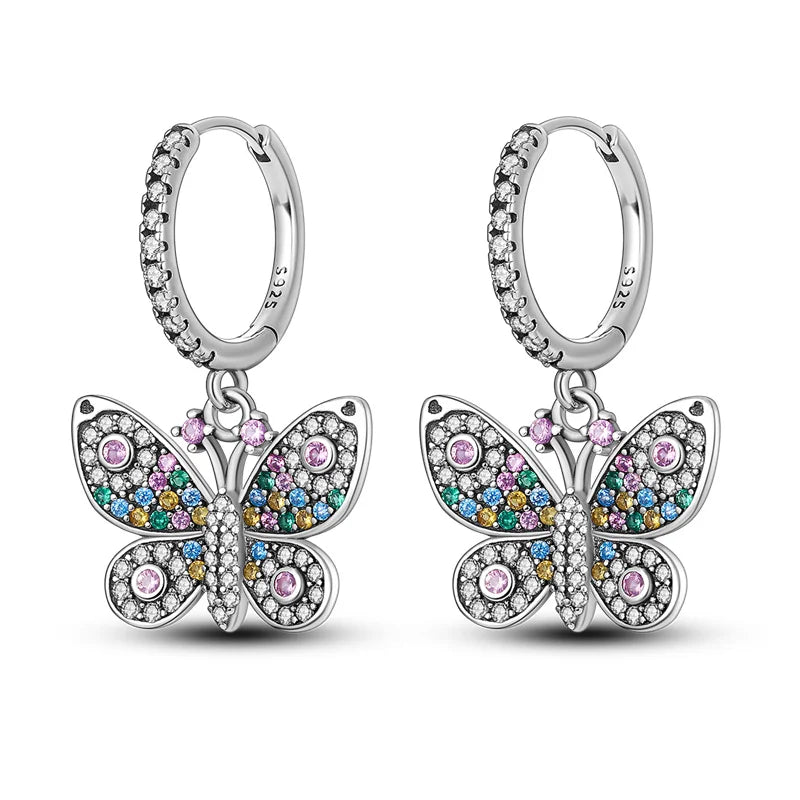2025 Women's Earrings 925 Silver Butterfly Series Luxury Jewelry CZ Color Party Anniversary Gift