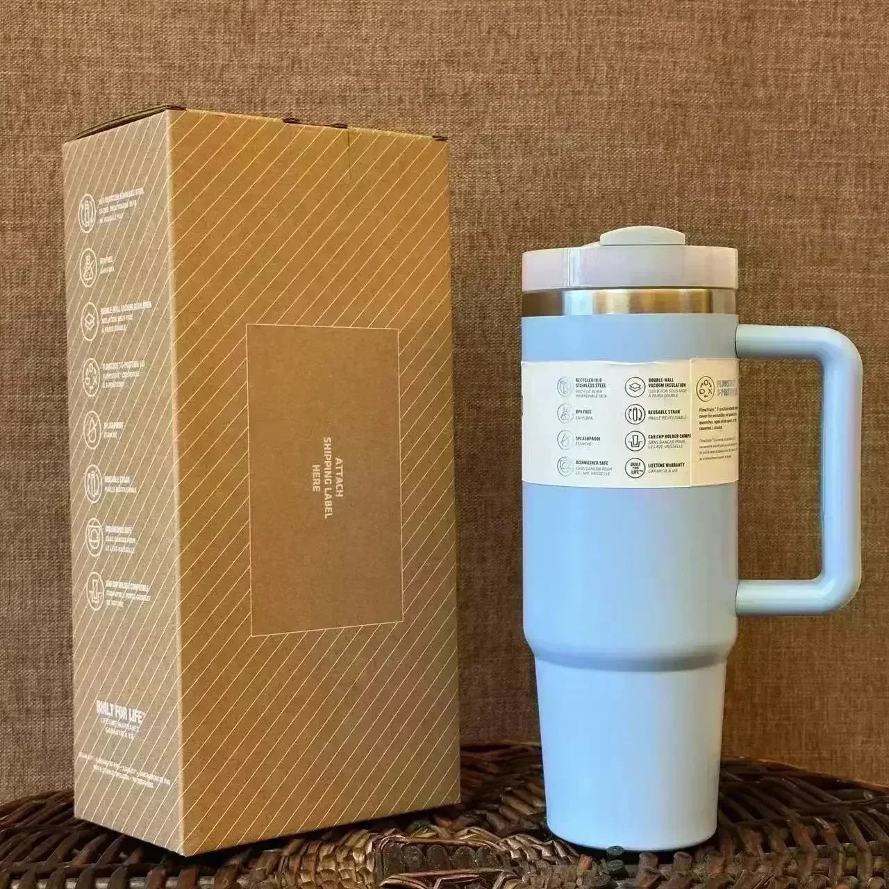 Hemasa 40oz Tumbler FlowState Straw Lid Stainless Steel Vacuum Insulated Car Mug /Double Wall Thermal Iced Travel Cup bottle