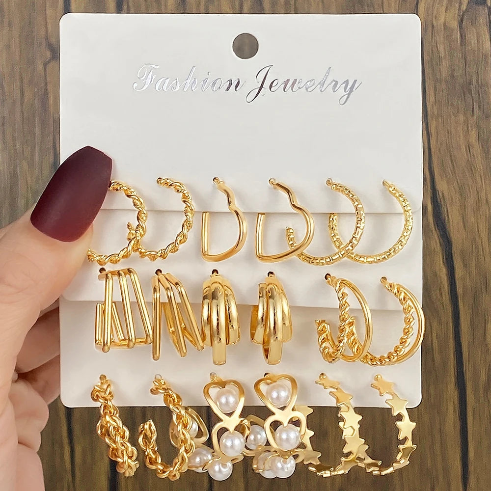 Hemasa Fashion Hollowed Heart Stars Earrings for Women