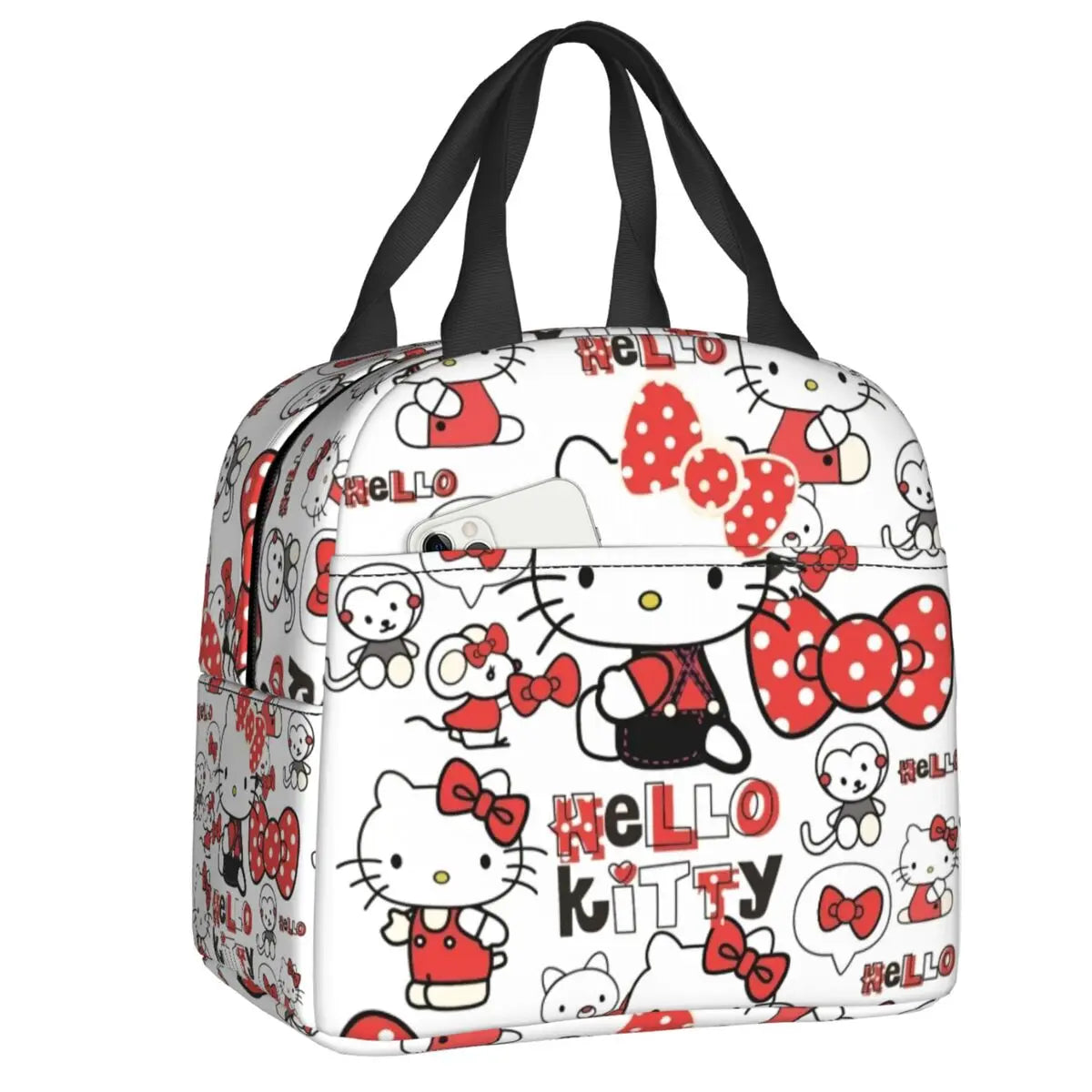 Custom Sanrio Hello Kitty Insulated Lunch Bag for Work School Leakproof Thermal Cooler Lunch Box Women  Food Container Tote Bags