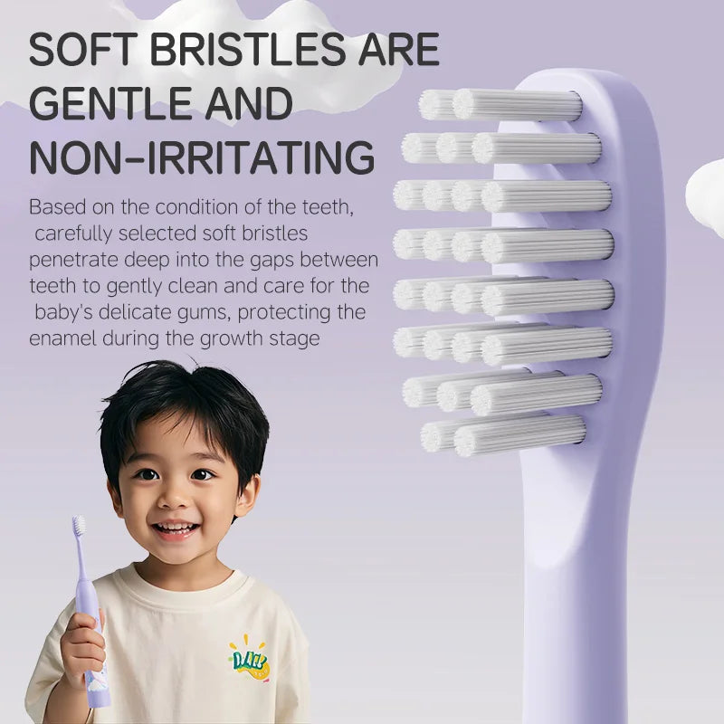 Kid's Electric Toothbrush With Replacement Heads Color Cartoon Soft Hair Cleaning Children Brush Rechargeable Sonic Toothbrush
