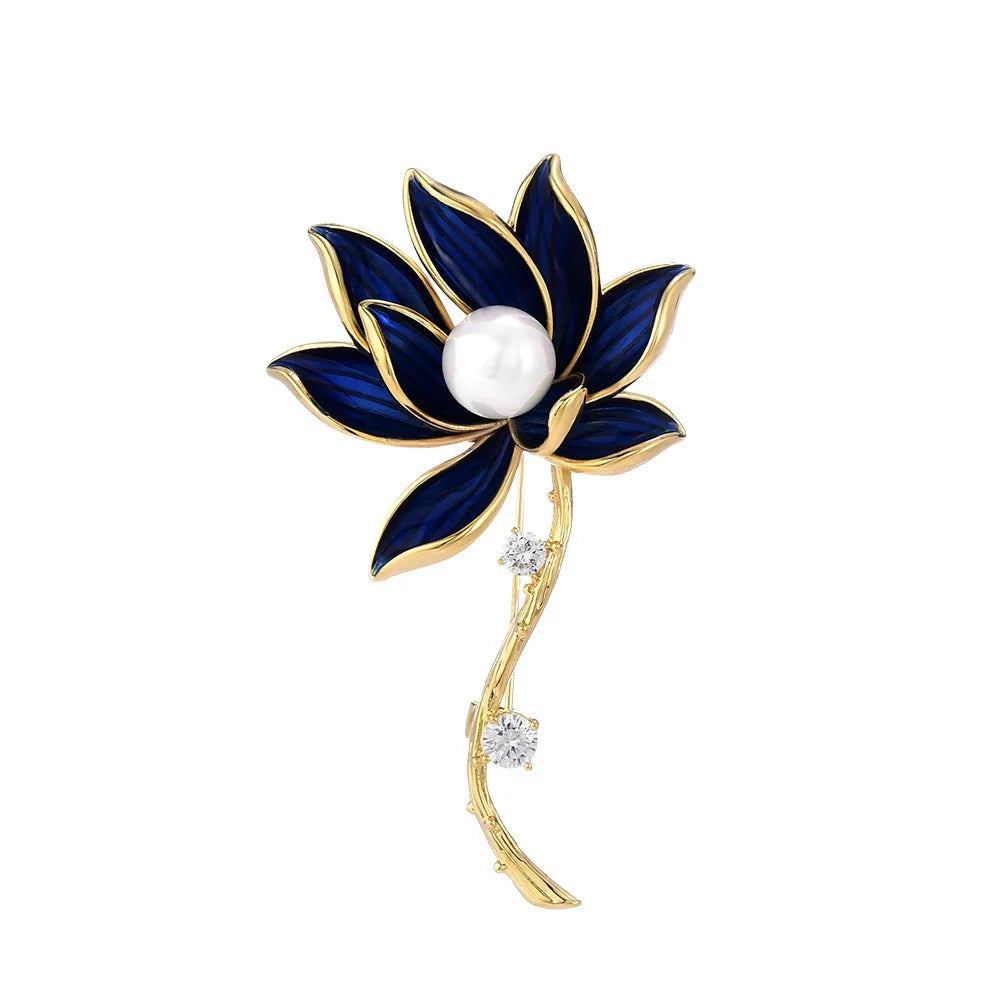 Chinese style classic light luxury lotus brooch high-end female niche design temperament new coat accessories brooch