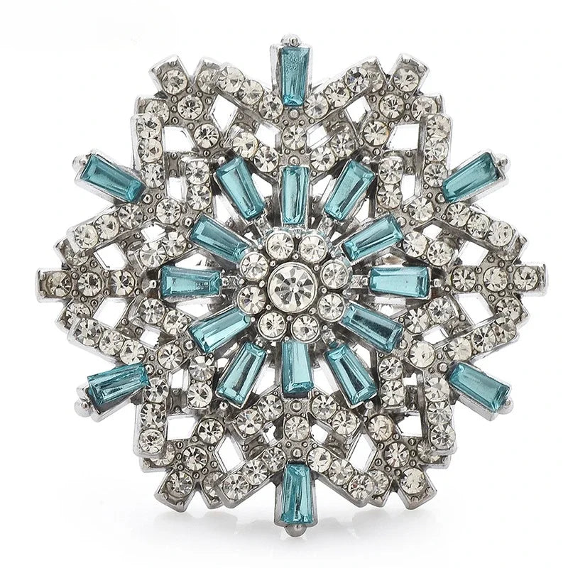 Exaggerated Rotatable Christmas Snowflake Brooches Pins for Women Unisex 6-color Winter Flowers New Year Party Brooch Gifts