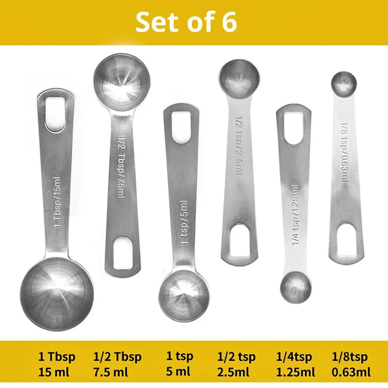 Tejesa 6/9/11Pcs Measuring Spoons Set Stainless Steel Seasoning Coffee Scoop Measuring Spoon With Scale Kitchen Baking Measuring Tools