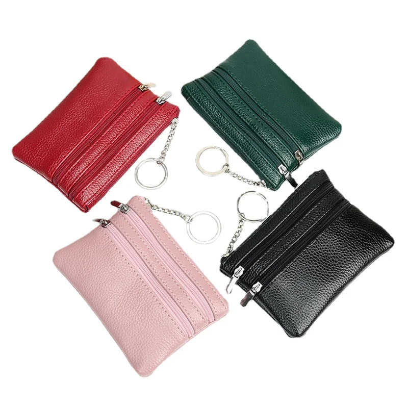 Heamsa Fashion PU Leather Women's Wallet Purse Two/Three Zippers Coin Purse Coin Wallet Keychain Card Holder Change Purses