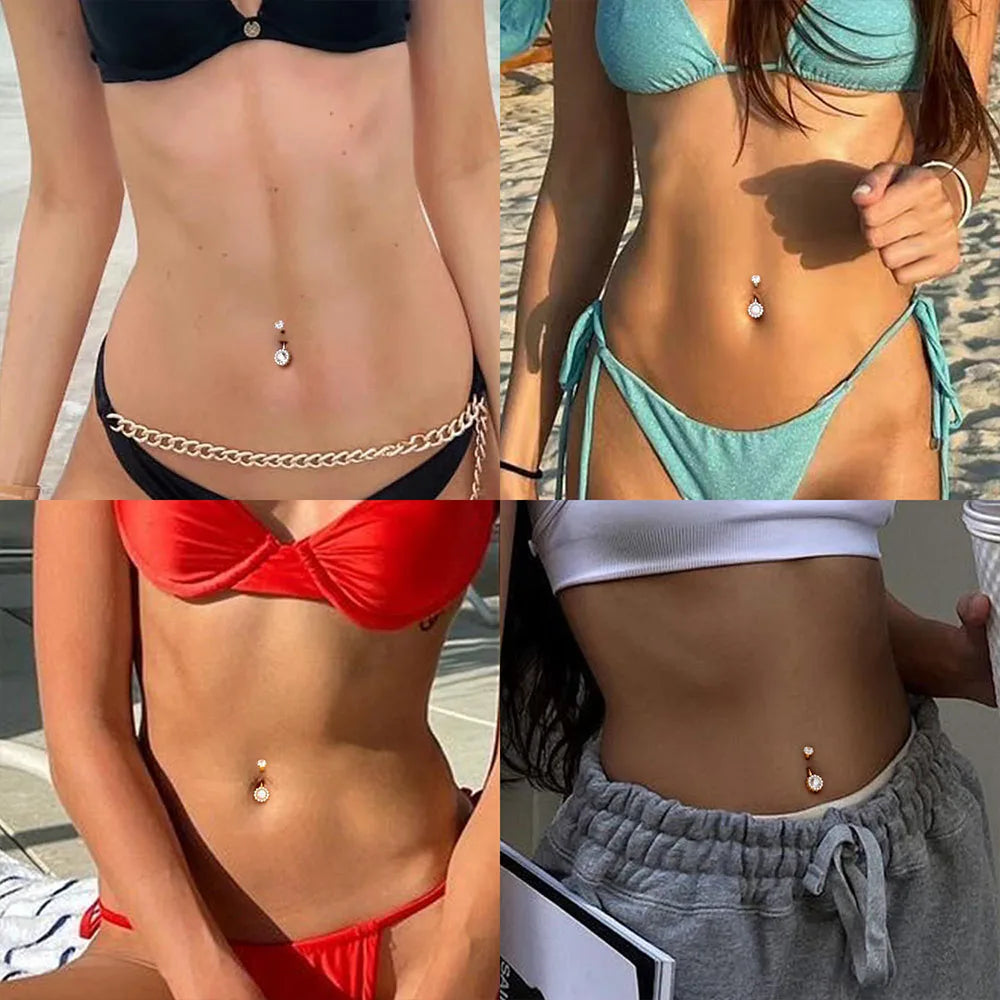 F136 Titanium Belly Button Nail 14G Inner Threaded Sunflower with Zirconia Belly Button Ring Titanium Body Piercing Jewelry