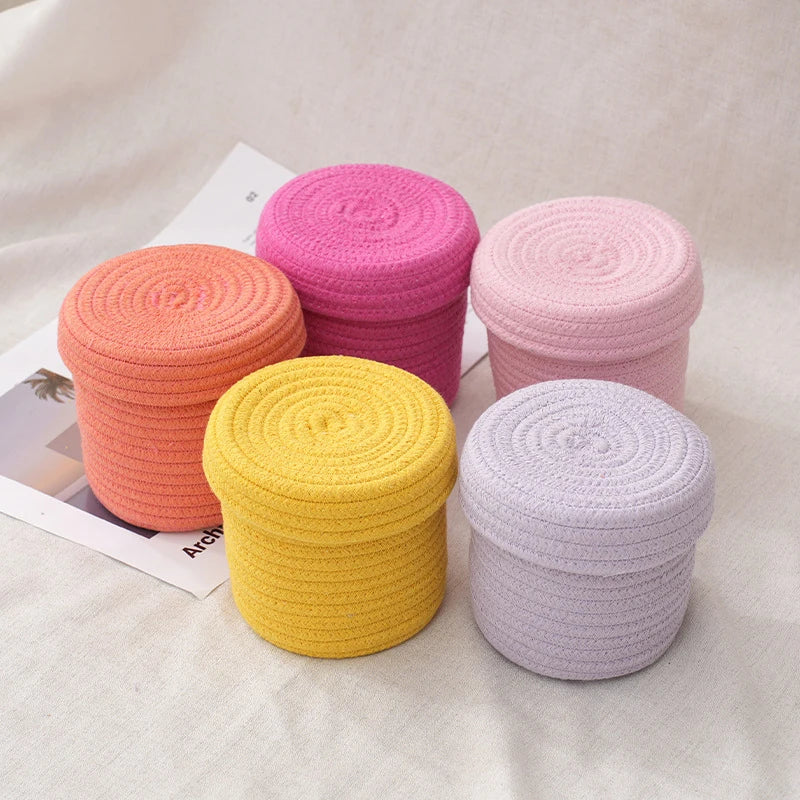 Hemasa storage box with lid, dust-proof storage box, hand woven cotton rope storage basket, wholesale of storage baskets