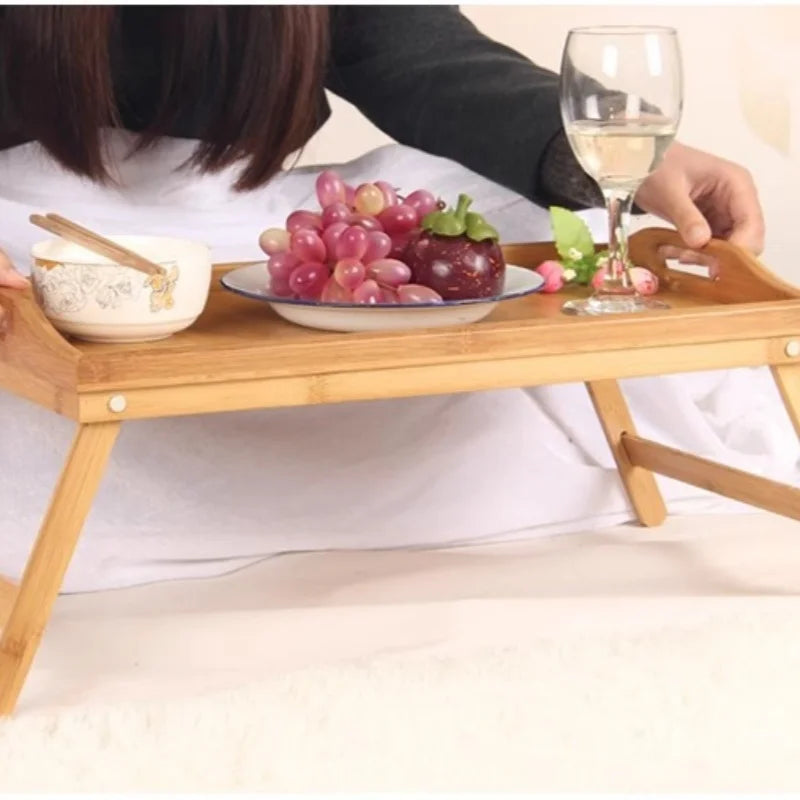 50x30x24cm Portable Natural Bamboo Bed Breakfast Tray Laptop Desk Reading Gaming Desk Folding Table Useful Simple Woolden Tool