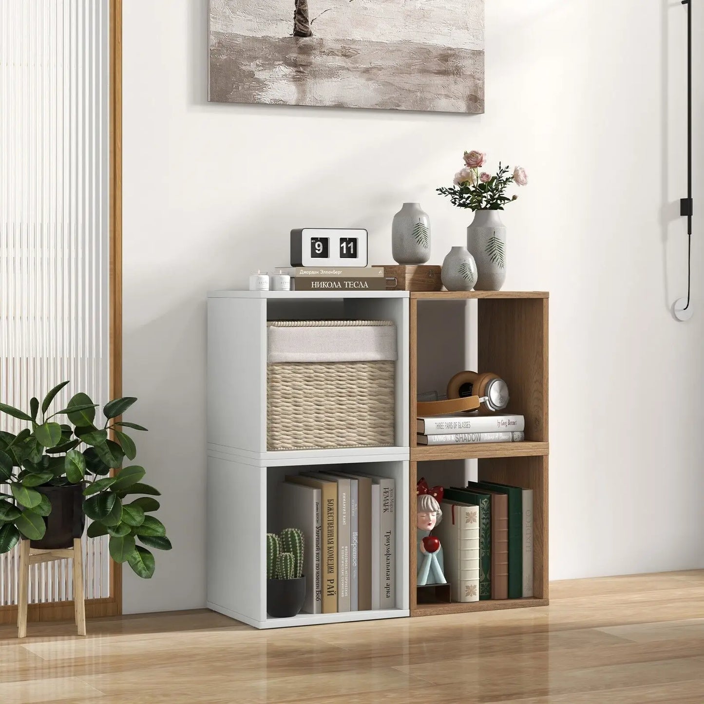 GOFLAME Set of 2 Cube Storage Organizer Stackable Open Bookcase Display Rack Bookshelf