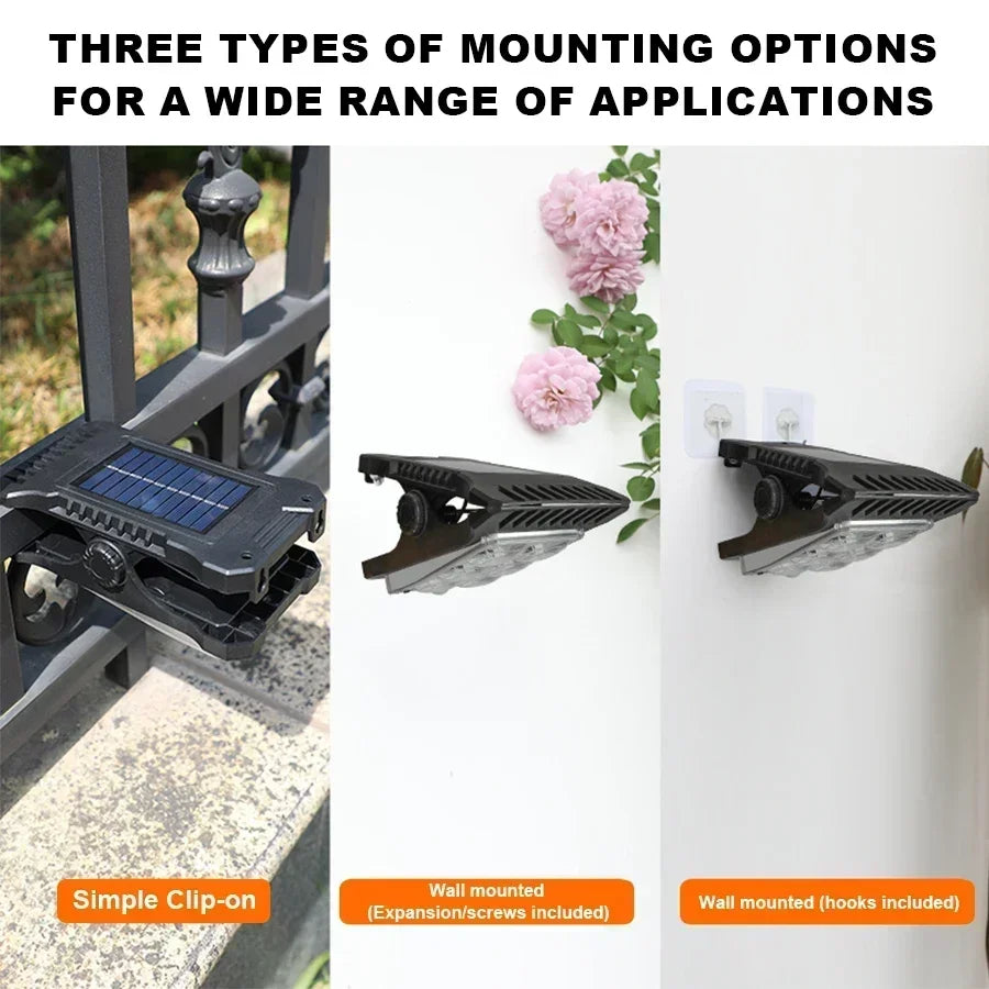 Hemasa High Power LED Solar Garden Lights Outdoor Solar Clip Light Motion Sensor Camping Lamp Fence Street Landscape Wall Decoration