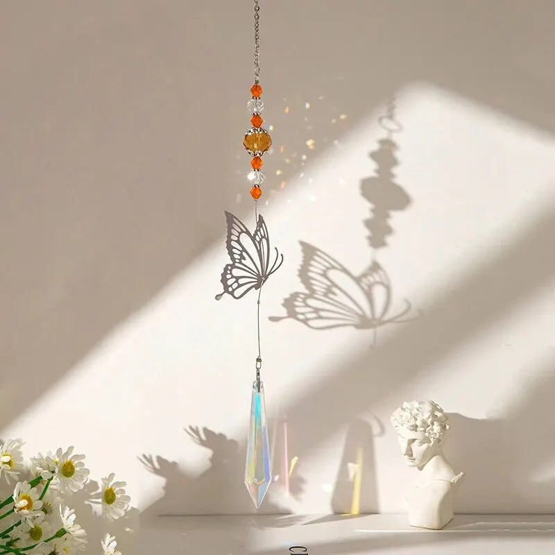 Tejesa  Butterfly   Coloured  Crystal  Suncatcher Prism Ball Pendant Rainbow Maker Family Room Wedding Party Decoration