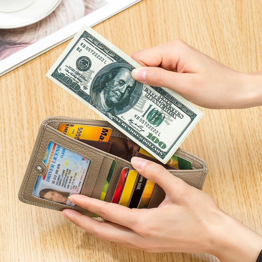 Tejesa Genuine Leather Rfid Blocking Credit Card Wallets /Short Compact Cute Small Coin Purse for Women