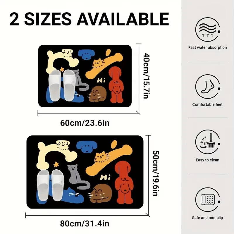 Tejesa  Happy Dopamine Diatomite Floor Mat - Absorbent, Slip-Resistant And Easy-To-Clean Entrance Mat