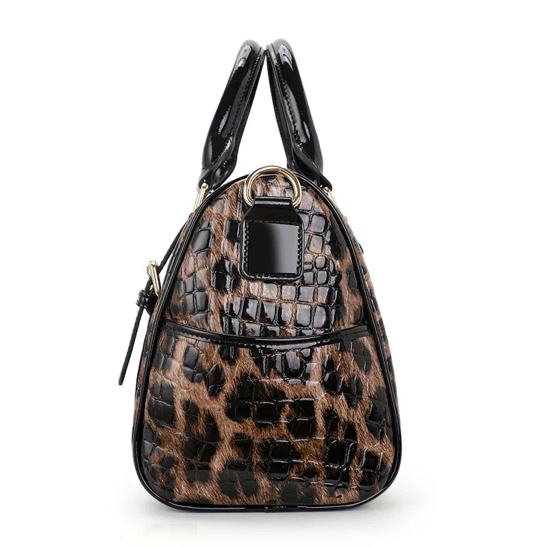 Aidrani Classic Leopard Pattern Genuine Leather Women's Bag Large Capacity Women's Handbag Cowhide Shoulder Bag