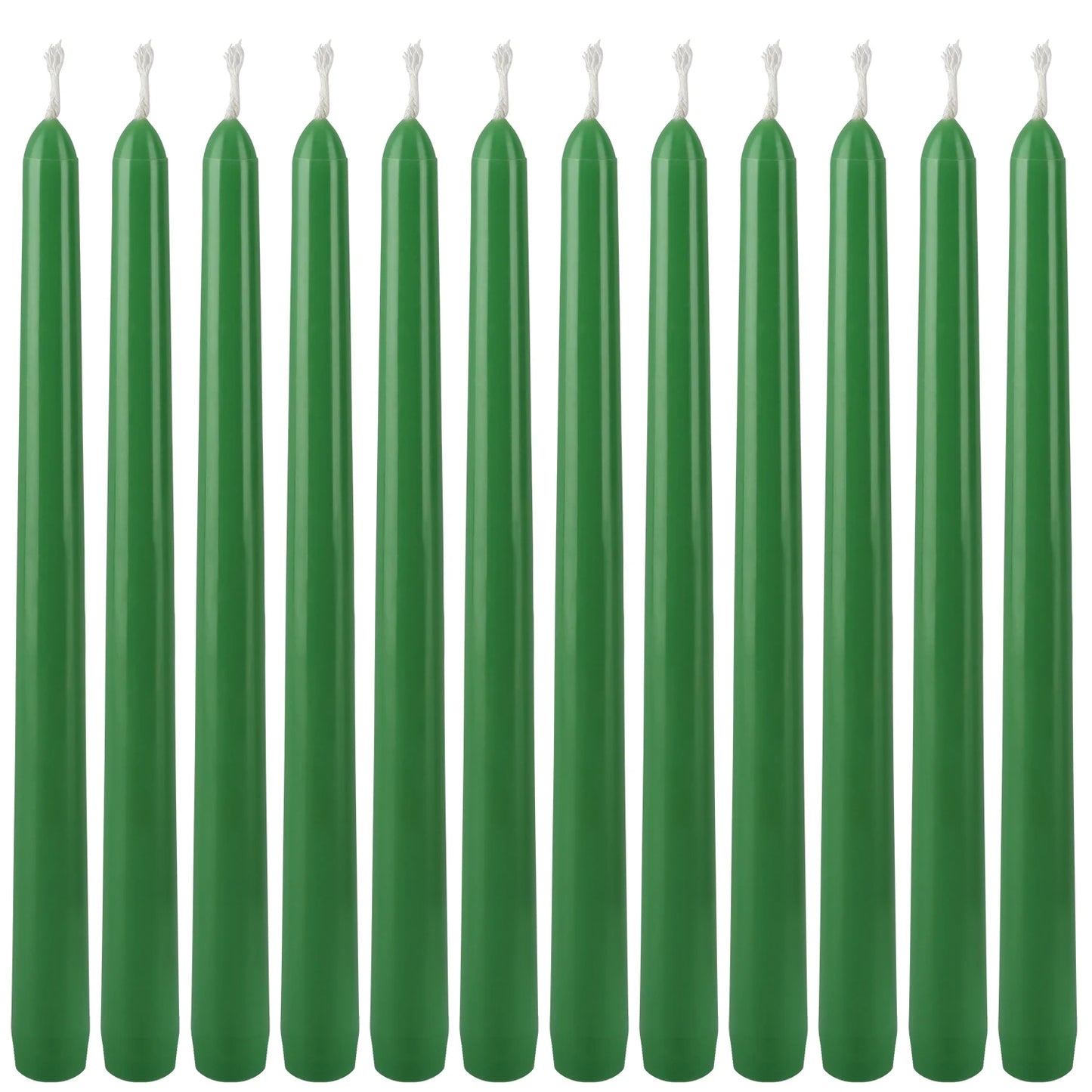 Hemasa 12 Pcs 10inch Green Rod Wax, Drip-Free, Smoke-Free, Fragrance-Free, Home Dinner Candle