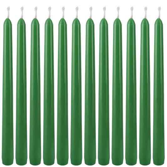 Hemasa 12 Pcs 10inch Green Rod Wax, Drip-Free, Smoke-Free, Fragrance-Free, Home Dinner Candle