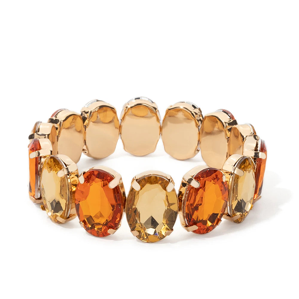 Tejesa  Zirconia Bangle For Women Gold Color Copper Crystal Bracelets Elastic Hand Accessory