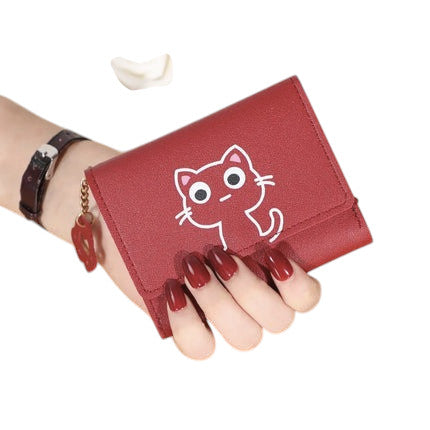 Hemasa Women's Cute Cat Wallet Female Small Short PU Leather Purse Ladies Card Holder Money Bag Hasp Creative Fashion Wallet Girls Gift