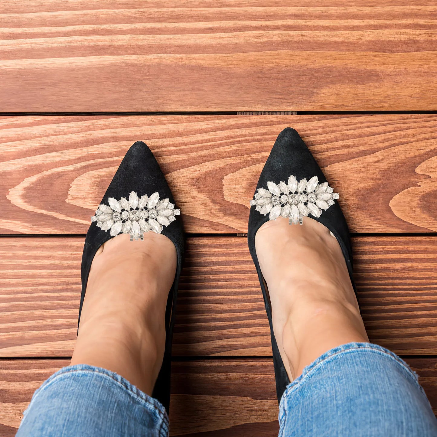 Tejesa 1Pair Rhinestone Shoe Clips Crystal Decorative Buckles for Women Pumps Flats Sandals Removable Wedding Party Banquet Birthday